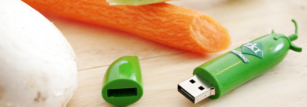 egyedi pendrive - zöldborsó pendrive